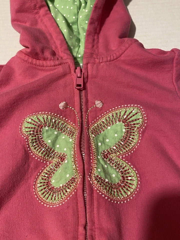 Especialidad Bebé Niña 12M Rosa Mariposa Bordado Cremallera Completa Sudadera con Capucha Suéter Foto 2 de 4