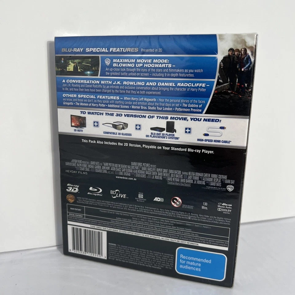 Harry Potter And The Deathly Hallows Part 2 Blu-ray - 3D + 2D - R4 - VGC - Image 2 of 4