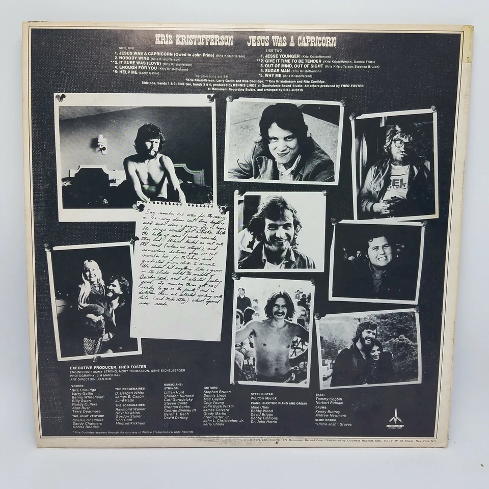 Kris Kristofferson - Jesus Was A Capricorn - 1972 US 1st Press VG++/ VG+ Foto 2 de 4
