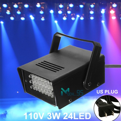 White Mini DJ Disco Strobe Light Flash Light 24 LED Bulb Stage Lighting Party - Picture 3 of 20