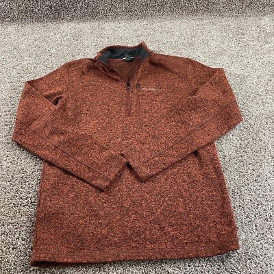 Eddie Bauer Sweater Mens Large Orange Outdoors Quarter Zip