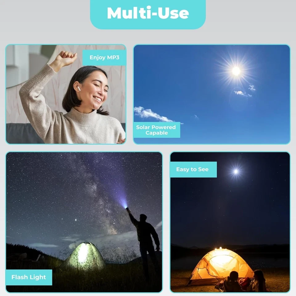 Emergency 6-Band Radio w/ Bluetooth, FM, AM, SW MP3, LED Flashlight, USB, SD - Image 3 of 4