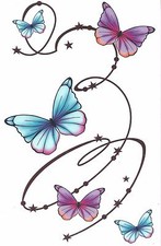 BUTTERFLIES SWIRL SHEET TAT 4.50 X 7 BIG SIZE BRAND NEW DESIGN Temporary Tattoo