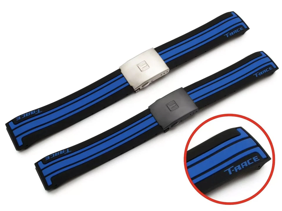 Para Reloj T-RACE TISSOT 21mm Goma Silicona Correa Cierre Hebilla NEGRO ROJO Foto 4 de 4