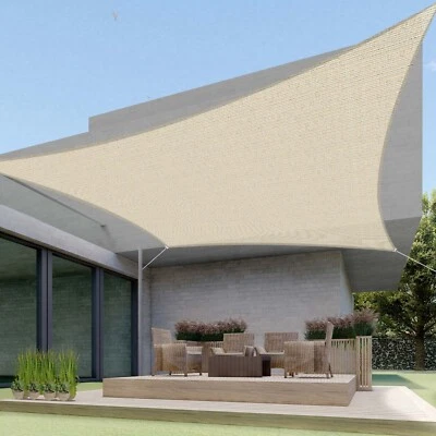 ECOOPTS Sun Shade Sail Rectangle Canopy Shelter Cover for Outdoor Yard Garden Pool Beige