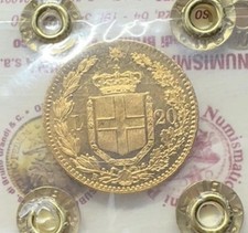 MONETA REGNO D' ITALIA UMBERTO I 20 LIRE 1882 Marengo Oro  sigillata SPL+