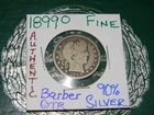 1899 O Barber 90% Silver Quarter - Liberty Head 25C - Nice Fine Condition Coin