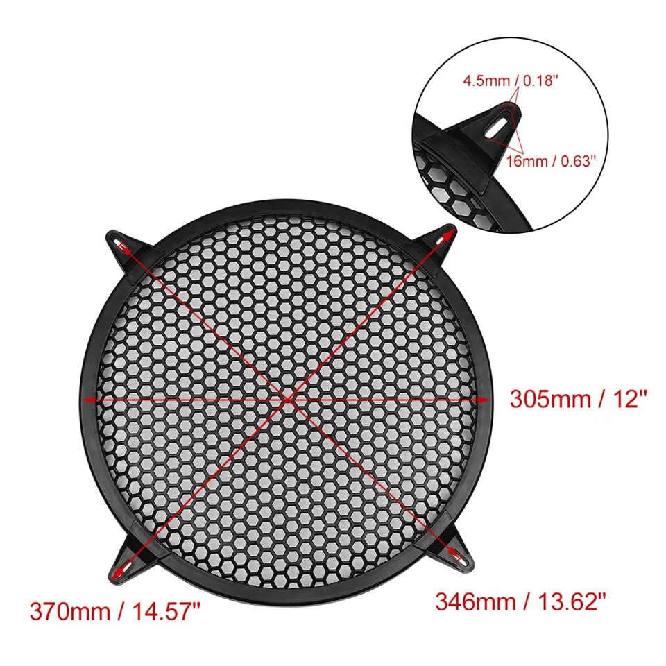 Protezione Altoparlanti Auto Nero Griglia Subwoofer Copertura Rete Plastica 12" — 第 4/4 张图片