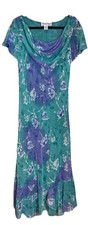 Y2K Jessica Taylor Floral Fairy Maxi Dress Size M Cowl Neck Watercolor Chiffon 