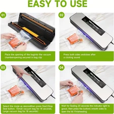 Vacuum Sealer with 30 Free Sealing Bags - 60kPa Strong Suction, Compact Food