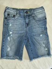 True Religion Shorts Kids 5 Blue Denim Geno Rolled Up Short Adjustable Waist
