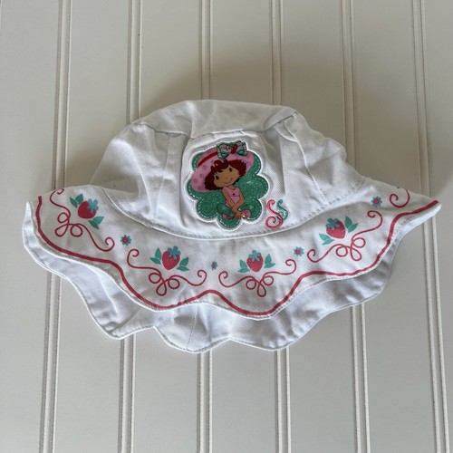 Strawberry Shortcake Baby Sun Hat White Cotton Newborn Bucket Beach Hat 2007