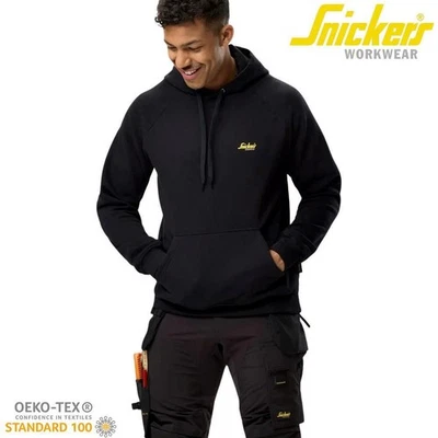 Snickers Workwear Mens Small Logo Hoodie Sweatshirt Jumper Black M - XXL 2896