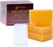 Pack of 3 Pure Kojic Acid Dark Spot Remover and Brighter Skin Soap,100g Soap Ba
