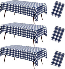 3 Packs Buffalo Disposable Table Cloth, 54 x 108 Inch Waterproof Plastic Tablecl