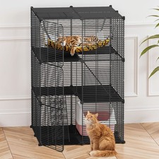 Cat Cage for 1-2 Cats DIY Cat Playpen Metal Kennel with Extra Large Hammock