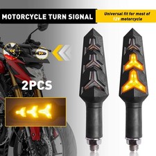 2PCS Motorcycle Turn Signals Dynamic Light Black Amber For Yamaha Kawasaki Honda