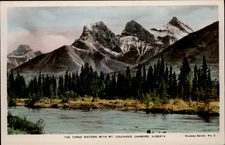 RPPC Three Sisters Mount Lougheed Canmore Alberta vintage postcard a918