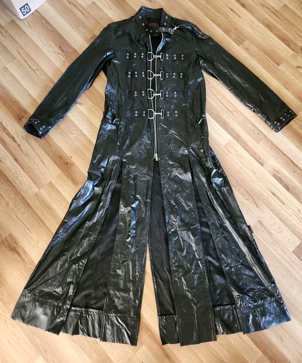 Vintage Tripp NYC Trench Coat Size Large Black Gothic Matrix Rave