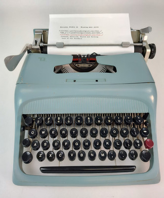 Olivetti Studio 44 Vintage 1950's Portable Typewriter Serviced Working Blue
