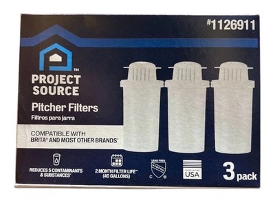 Project Source Replacement for Brita  Water Filter Pitchers and Dispensers 3PK