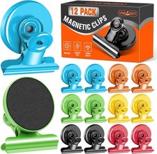 12 Pack Multicolor Magnetic Clips Metal Refrigerator Magnets Clips for Office