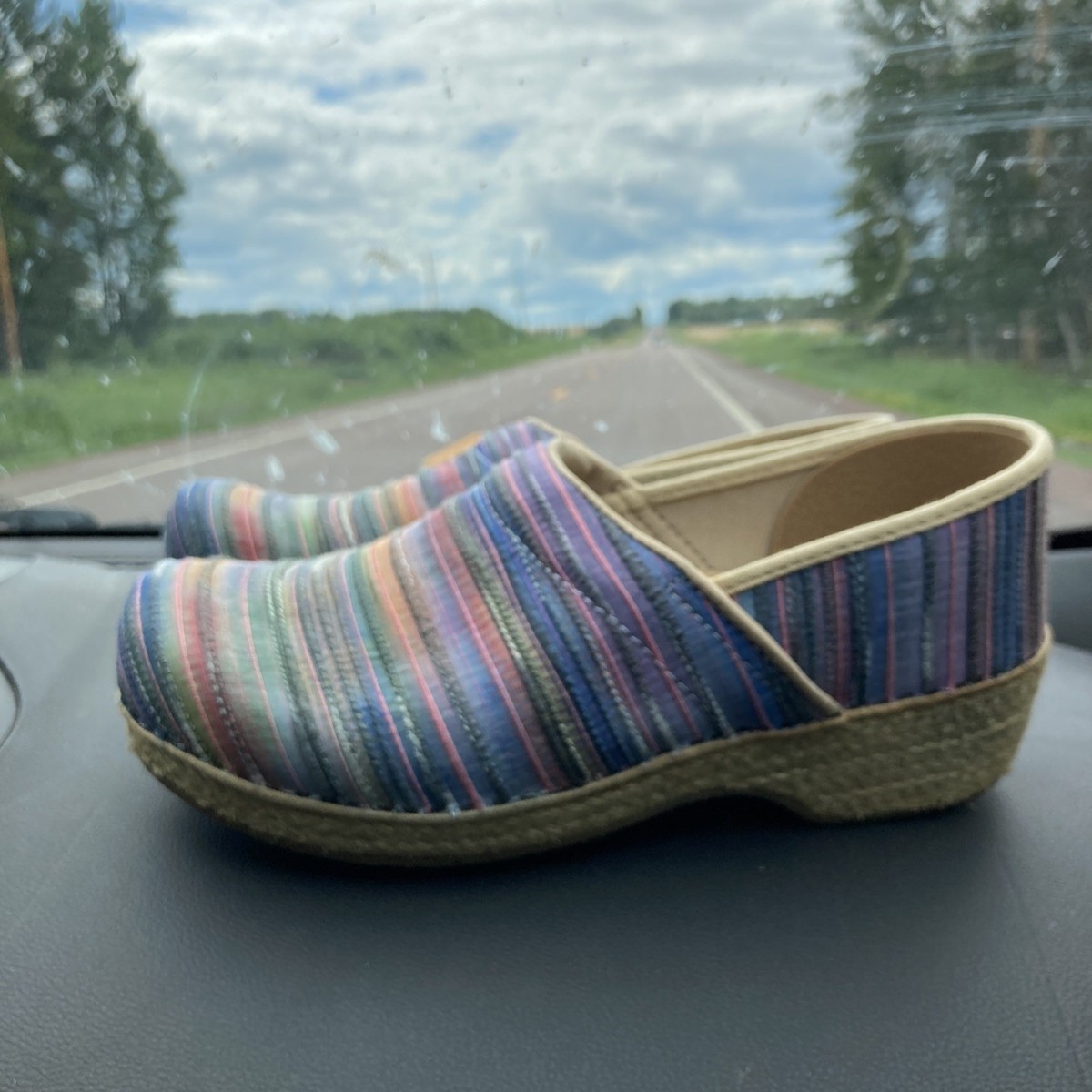 Dansko Pastel Jute Pro Wedge Heeled Clogs Shoes Slip Ons Size 41/10.5-11 View 3