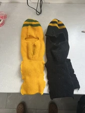 Vtg Ski Mask One Hole Robber Knit Balaclava Full Face Beanie 70s Scarf Snowmobil