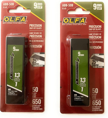 O L F a OLFA 9149 ABB-50B 9Mm Ultrasharp Black Snap-Off Blade, 50-Pack (2Pack)