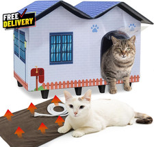 Heated Cat Houses for Indoor/Outdoor Cats with Large Elevated Heated Cat Bed P..