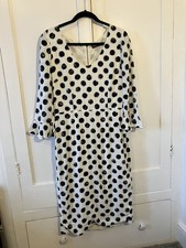 Dolce & Gabbana size 14  D&G White/Black Polka Dot Cady Back Zip Dress Womens 