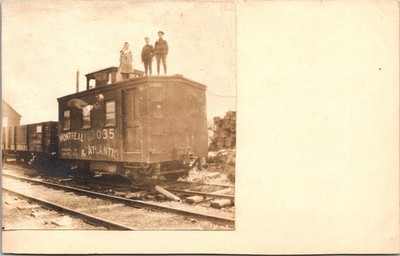 Three People Standing on Top Montreal & Atlantic RPPC Canada Pacific Postcard
