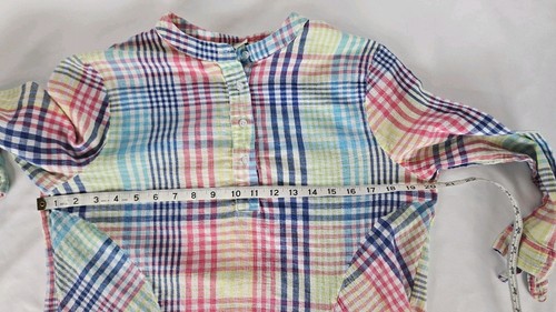 Charlie Paige Sz L Pastel Plaid V-Neck Pintuck Womens Long Sleeve Boho Shirt - Picture 4 of 6