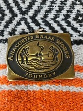 VINTAGE 1986 ANACORTES BRASS WORKS FOUNDRY SOLID BRASS BELT BUCKLE