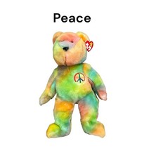 Ty Beanie Buddy Peace Bear MWMT