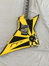 Chitarra elettrica personalizzata Jackson Kelly Hazard giallo/nero grafica