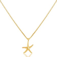 925 Sterling Silver Gold Plated Star Fish Pendant Necklace Handmade Jewelry