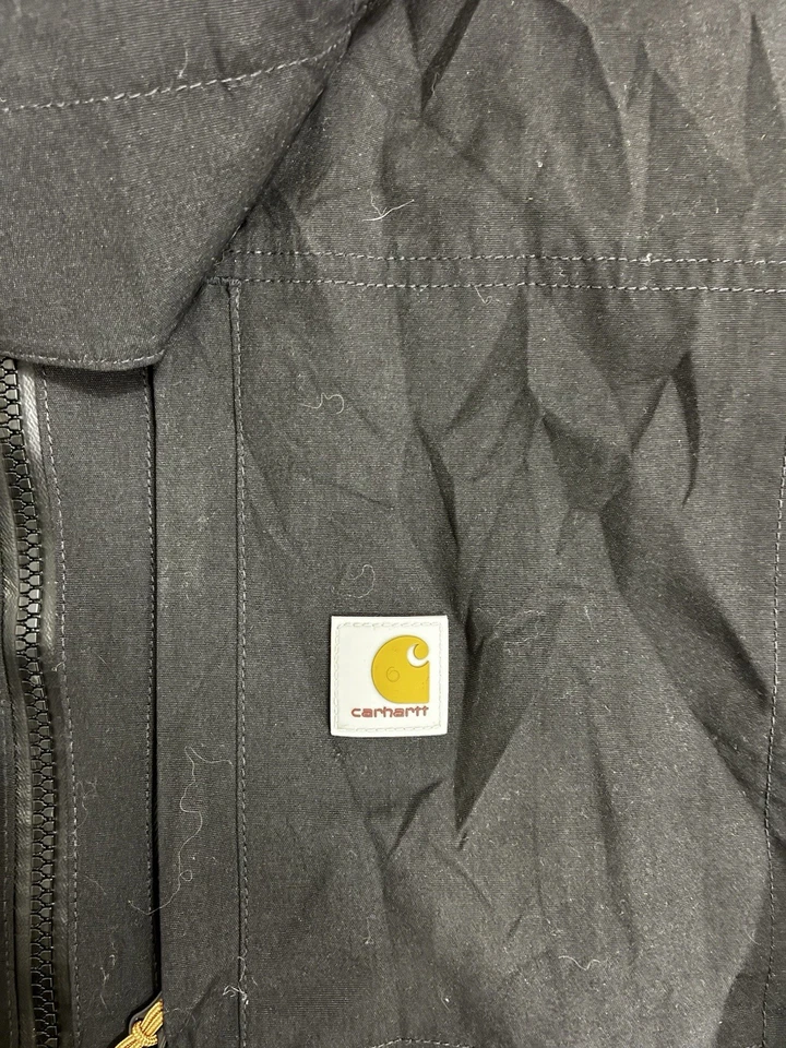 Chaqueta cortavientos impermeable para hombre Carhartt marrón negra Storm Defender talla L Foto 3 de 4
