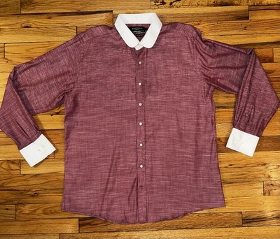 John Clothier London 1930s Style Red And White Dress Shirt. 17 . Large.