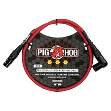 Pig Hog Hex Series Right Angle Mic Cable - Red, 3 Feet