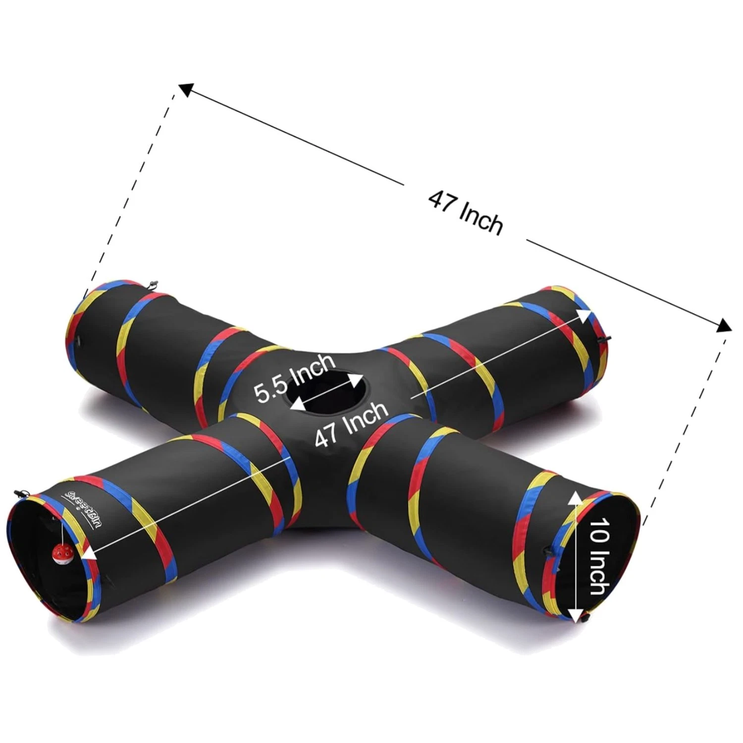 Interactive Cat Tunnel Toy with Play Ball - 47" Long