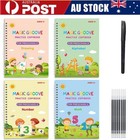 4x Reusable Grooved Writing Books Kids Magic Workbook Handwriting Practice Book