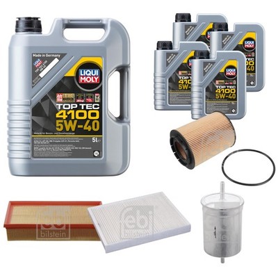 FEBI Inspektionspaket 9L LIQUI MOLY Top Tec 4100 5W-40 für VW Multivan V 7HM
