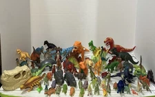 Mixed Lot 65 Plastic Various Dinosaurs & Size Figures Mixed Brands T-Rex Raptor