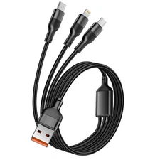 3in1 66W USB Cable Charger Cord for Samsung S25 S24 S23 iPhone 17 16 15 14 13 12