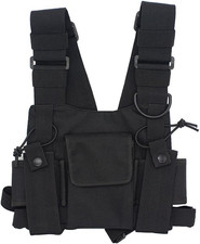 Radio Chest Harness Rig Bag Pocket Pack Holster Vest for Two Way Radio Rescue E
