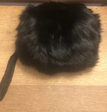 Super Warm Black Fox Fur Muff 10” Long With Zippered Pocket Inside