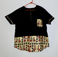 RARE Homemade Hand Home made shirt top 2XL XXL 3XL African motifs Ghana Africa 