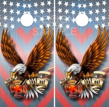 Firefighter Eagle Stars LAMINATED Cornhole Wrap Bag Toss Skin Decal Sticker