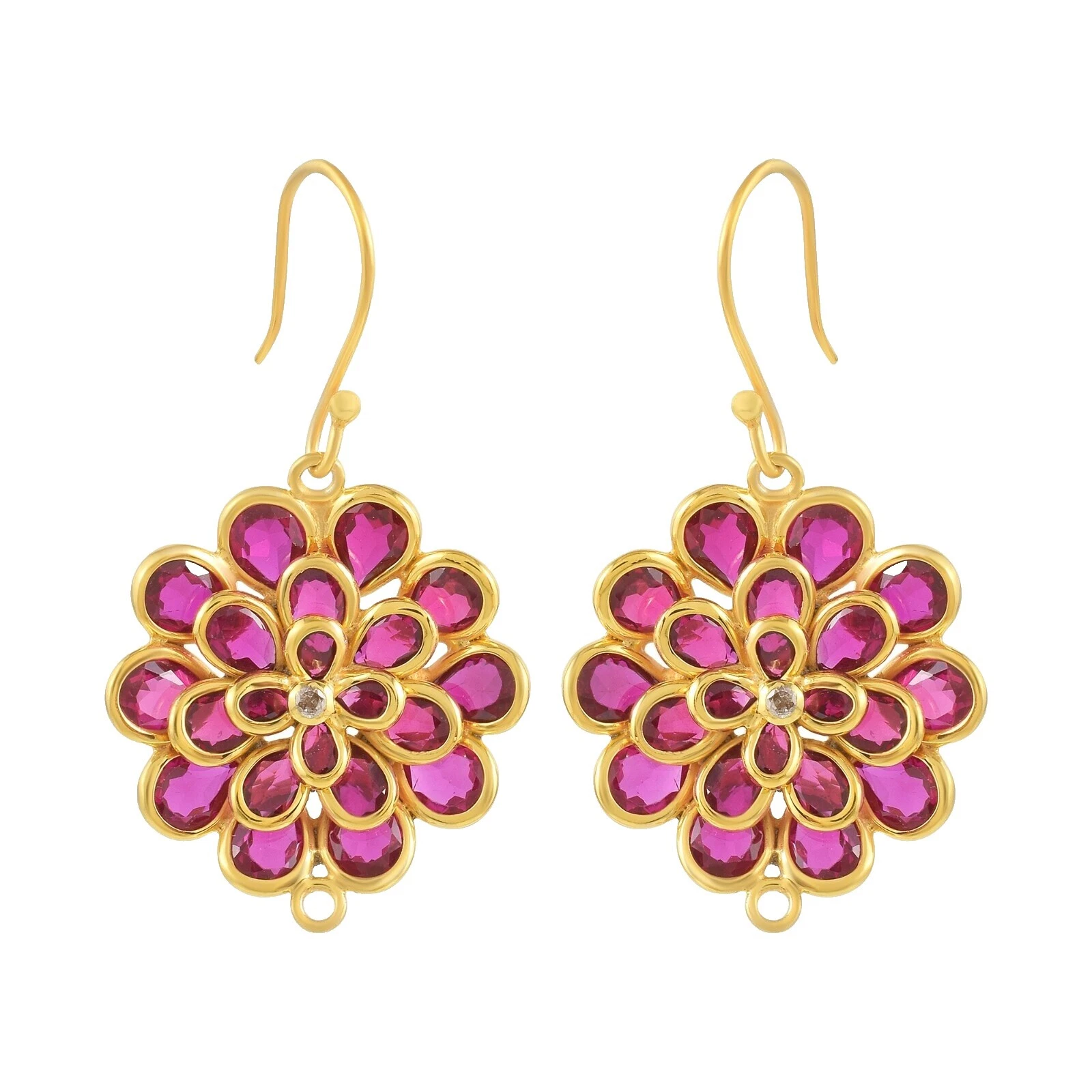 Silver Plated Ruby Stud Fashion Earrings